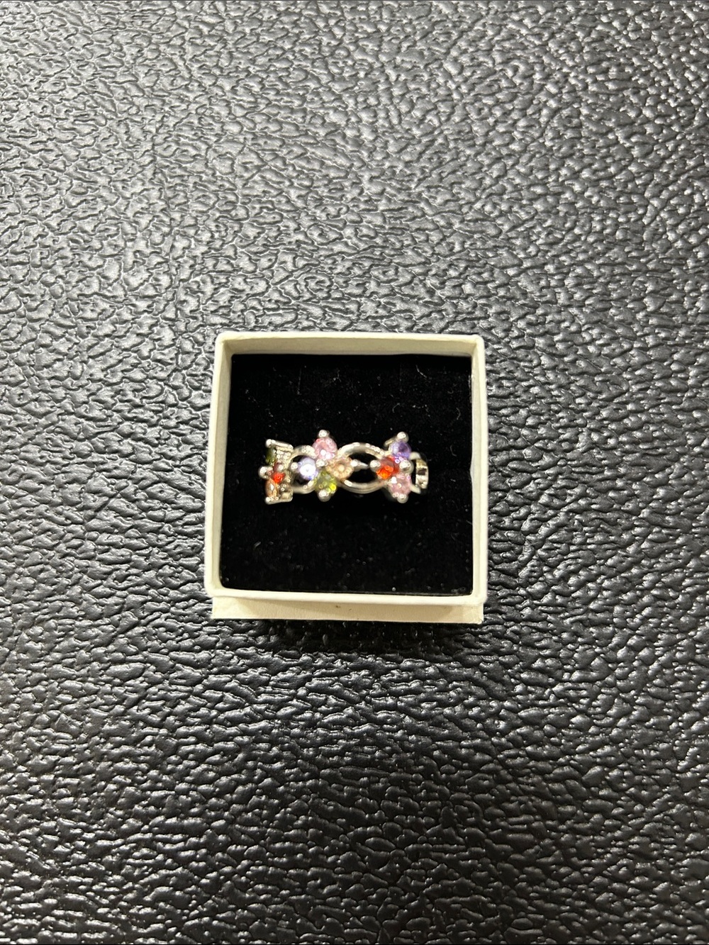 Multicolor Floral 925 Sterling Silver Ring  Size 8.5